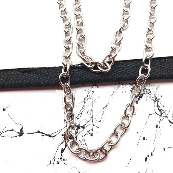 Double Layer  Pants Or Wallet Chain 19" Silver Tone - Picture 8 of 10